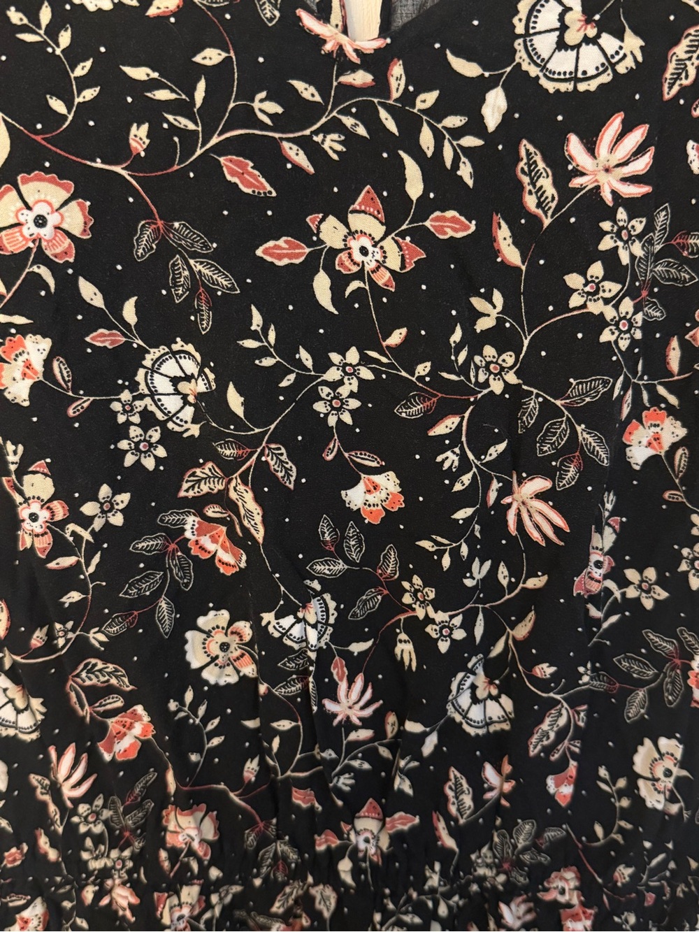 Old Navy Floral V-Neck Short Sleeve Romper - Black with Pink & Cream Floral - Picture 3 of 3